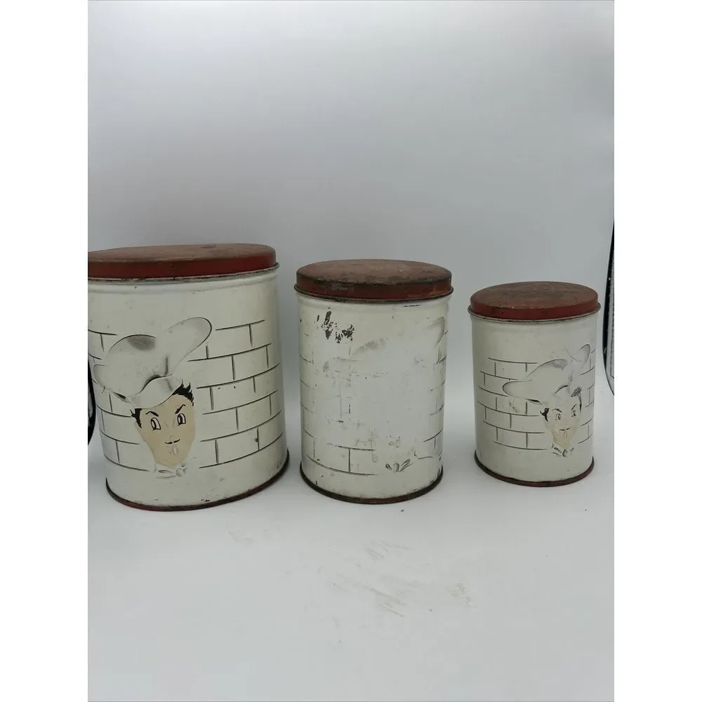 Pameco Chef Park metal Dec Co. kitchen canister (set of 3) MCM 40s 50s see photo